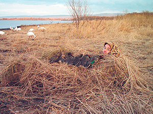 Un chasseur dans sa cache. 